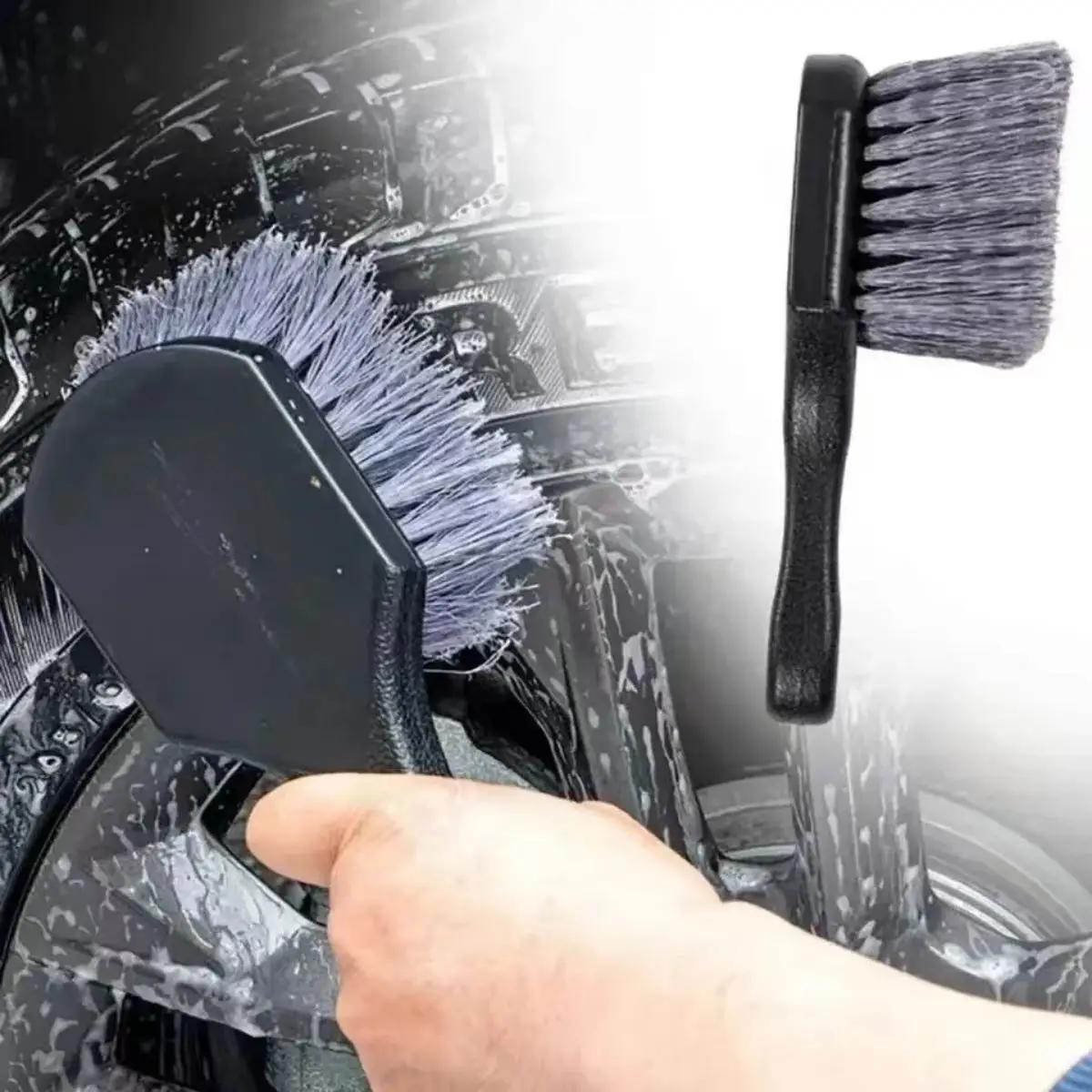 

1PCS Car Wheel Cleaning Brush Detail Brush Short Handle Tire Rim Washing Brush Vehicles Cleaning Maintain Accessories Set серый