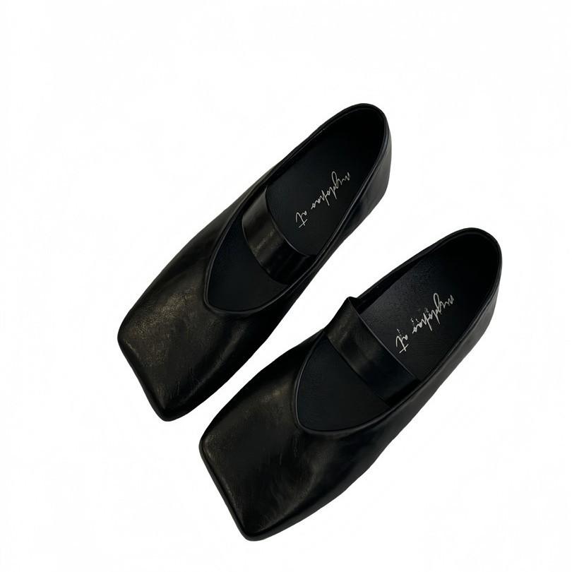 Do retro old money wind square head shallow mouth single shoes evening shoes ballet shoes with skirts Mary Jane women's shoes