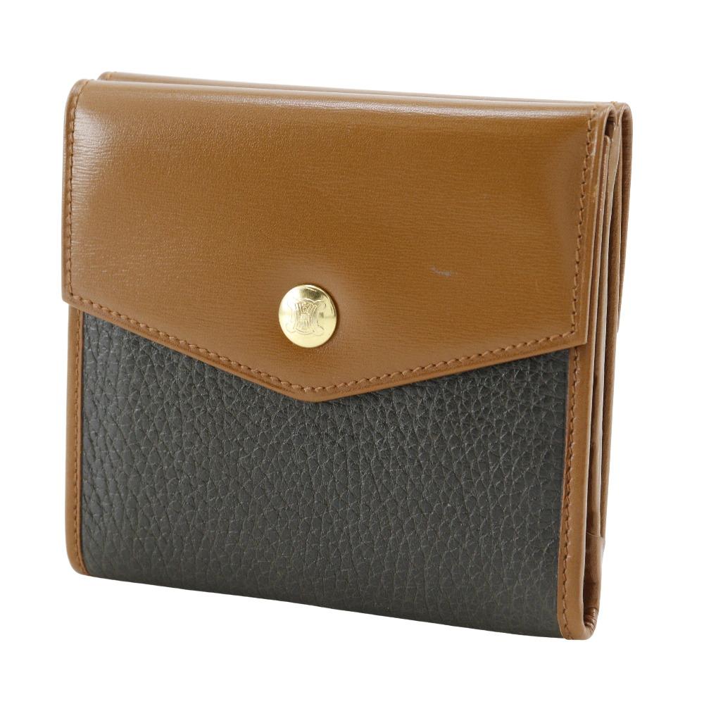 CELINE Double Sided Bi-Fold Wallet Brown leather Women Used