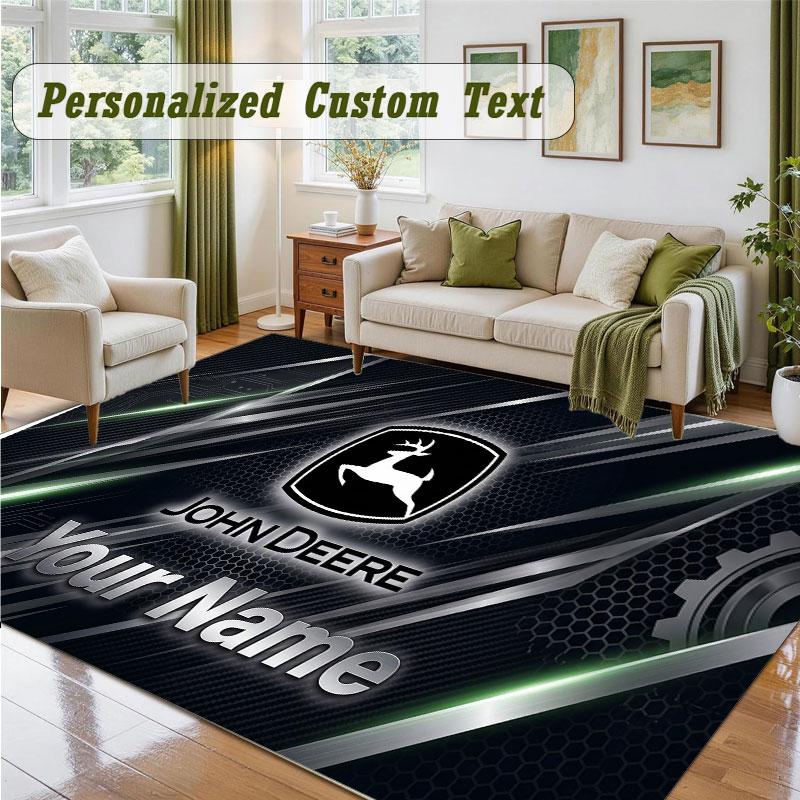 Crystal Velvet Square Rug Custom NameJohn Deere Pattern Non Slip Home Floor Decor Rug