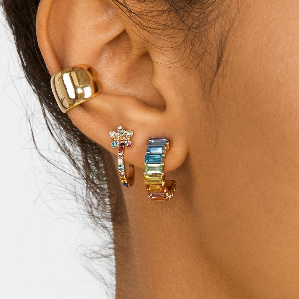 Vibrant Glass Gem Stud Earrings With Modern Geometric Shapes For Daily Wear