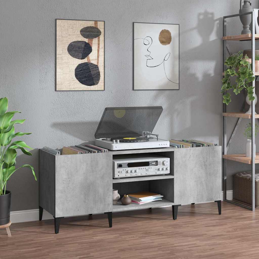 Record Cabinet Concrete Grey 121 x 38 x 48 cm Particleboard