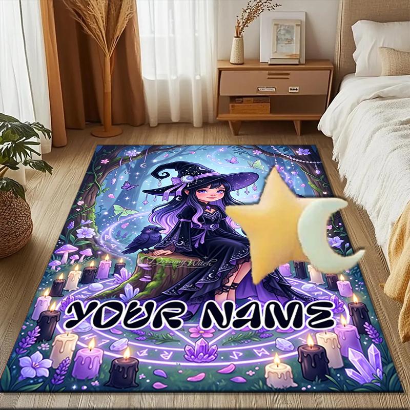 1PC Custom Name Forest Magic Theme Floor Mat Ideal for Living Room, Game Rooms, Office, Bedroom, Office Floor Mat , Floor Mats for Home