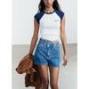 Summer New Arrival Women's Cross Waist Loose Comfortable Edition Type High Waist Denim Casual Shorts 4806006
