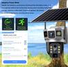 Caméra solaire 12MP 3 objectifs 4G Carte SIM Réseau Zoom 10X Protection de sécurité pour maison intelligente Vision nocturne 6K Caméras de surveillance vidéo IP CCTV