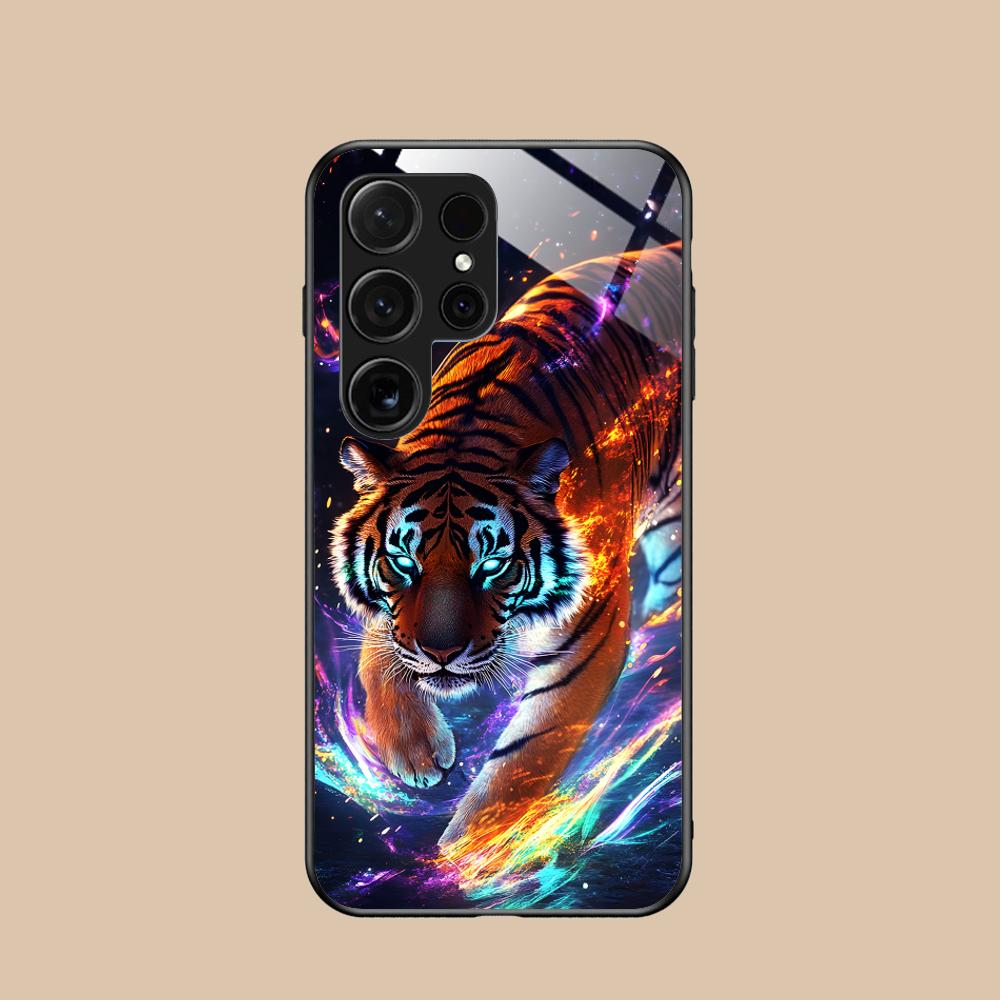 Tiger Neon Mobile Cell Phone Case for Samsung Galaxy A56 55 54 53 52 51 36 35 34 23 16 15 5G Glass Colorful Cover Luxury