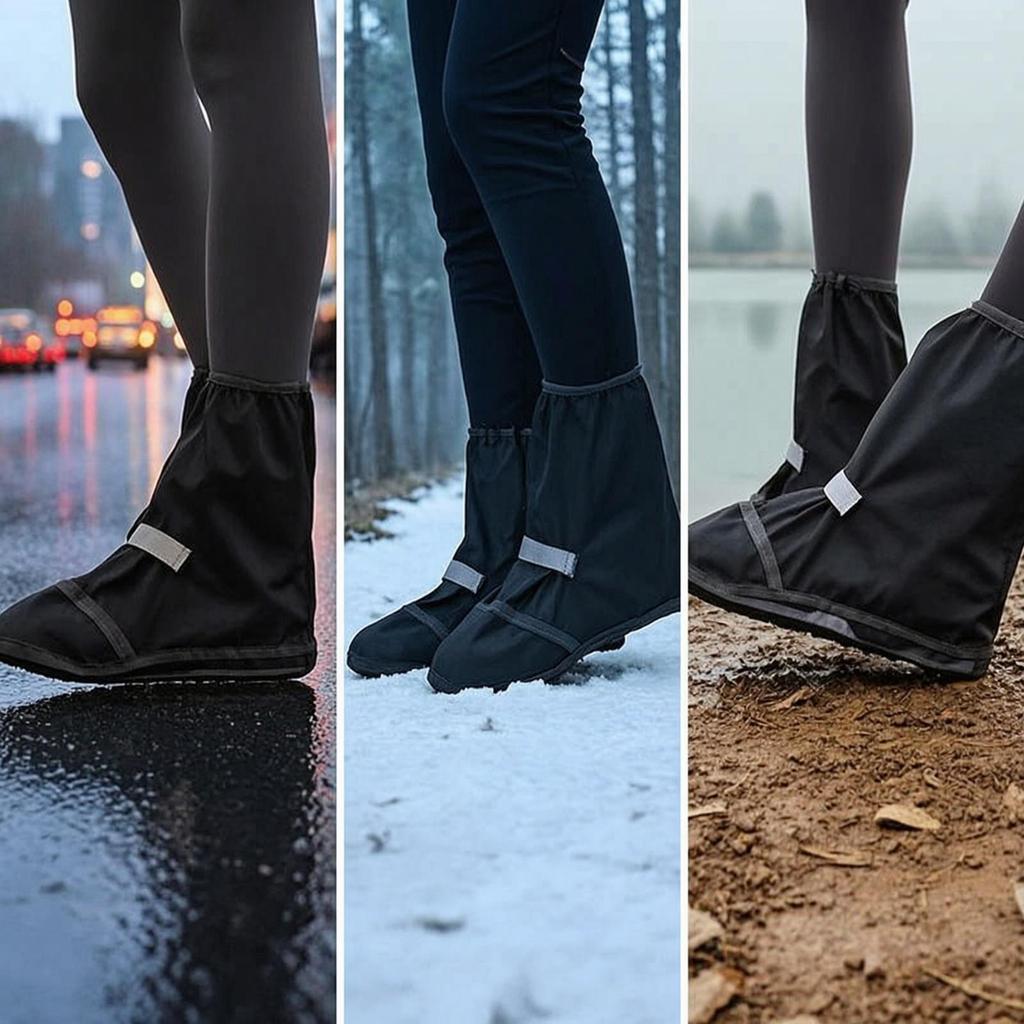 HighTop Shoe Covers with WearResistant Sole Lightweight Rain Reflective Strip