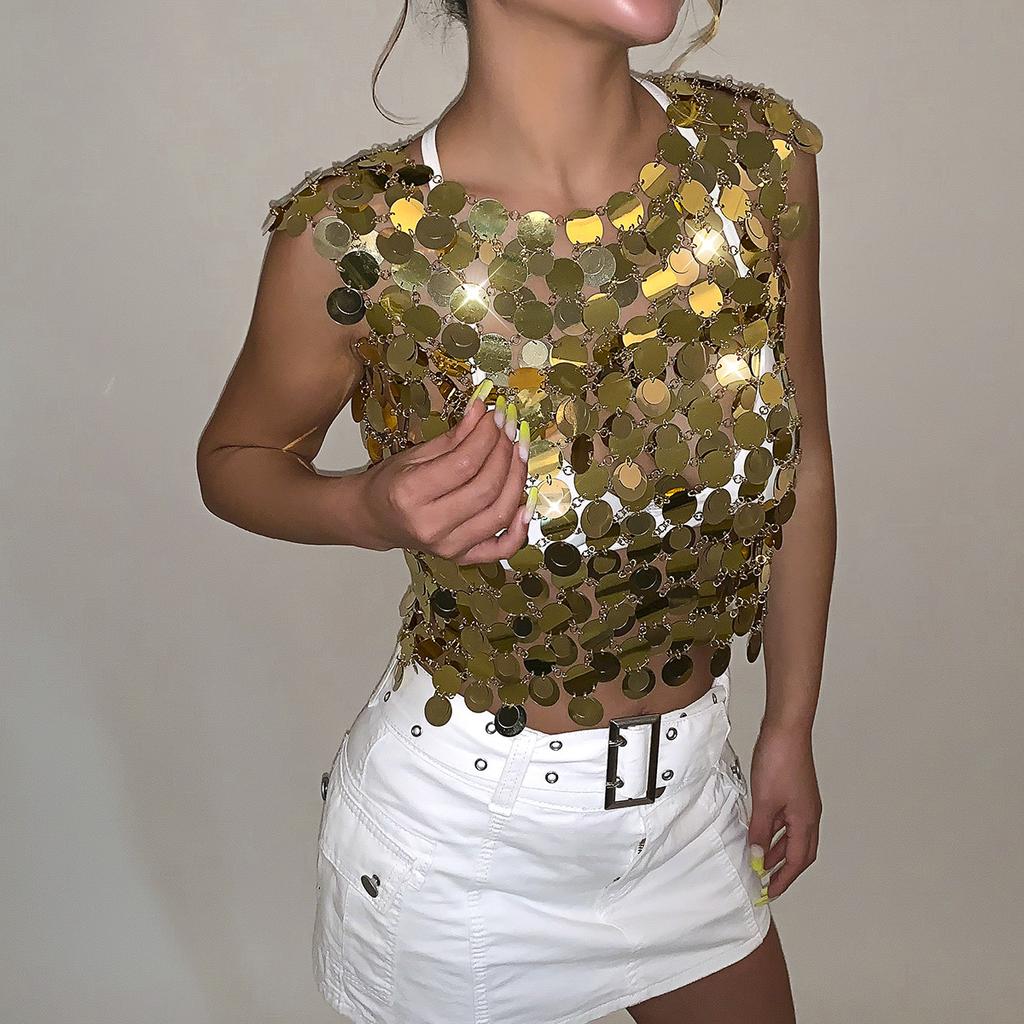 Creative splicing sequins hollow street shot fashion bikini clothing sexy nightclub hipster fringed body chain