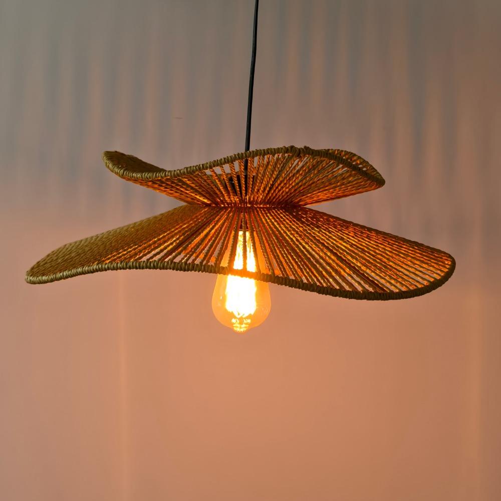 JOYINLED Hand-woven Rope Woven Pendant Light Retro Rattan Chandelier Light Wabi-sabi Homestay Bedroom Tea Room Bar Lighting