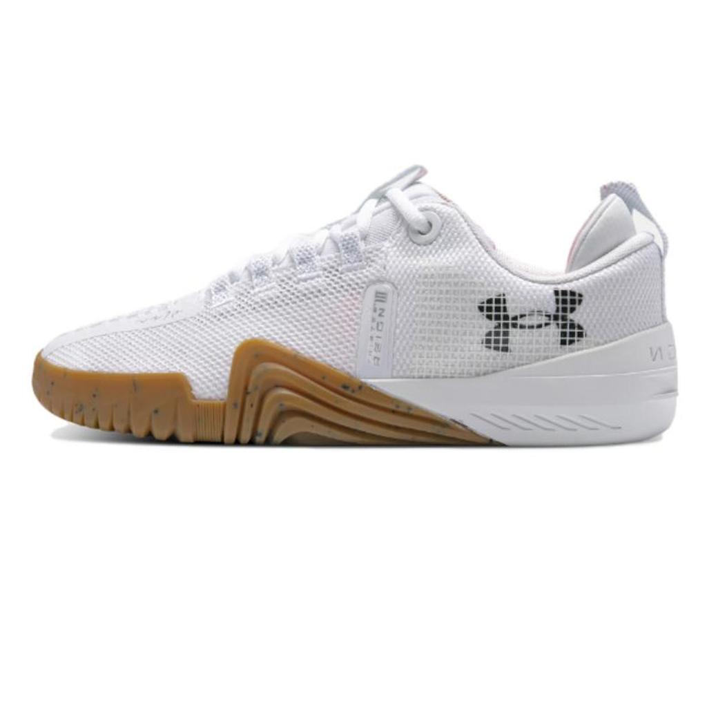 Under Armour TriBase Reign 6 White Distant Grey Gum Men Sneakers Black 3027341-100