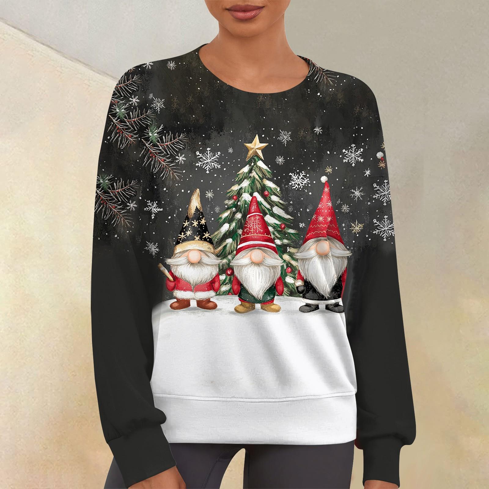 

Женский повседневный модный принт с круглым вырезом и длинным рукавом, свитер-топ XL чёрный