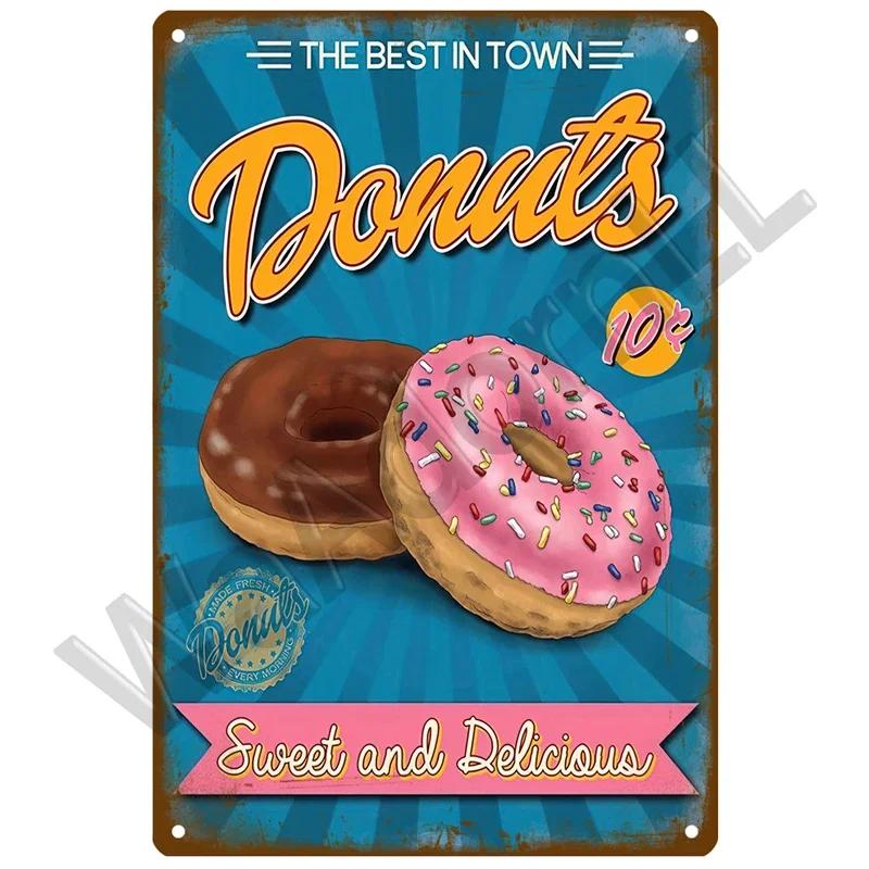 Metal Sign Home Decor Fast Food Vintage Tin Sign Plaque Metal Retro Plate Hot Dog Poster Wall Decor For Kitchen Cafe Diner Bar