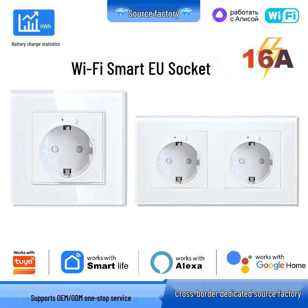European Smart Double Socket - WiFi Remote Control with Voice and Timer