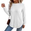 2025 Autumn Women's Long Sleeve Knit Pullover - Solid Color, European American Style, Versatile Round Neck