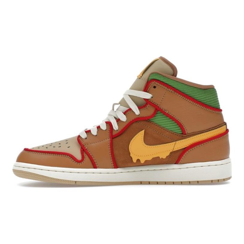 Air Jordan 1 Mid SE Cheeseburger Men Sneakers Brown Flax Sesame IB7403-224