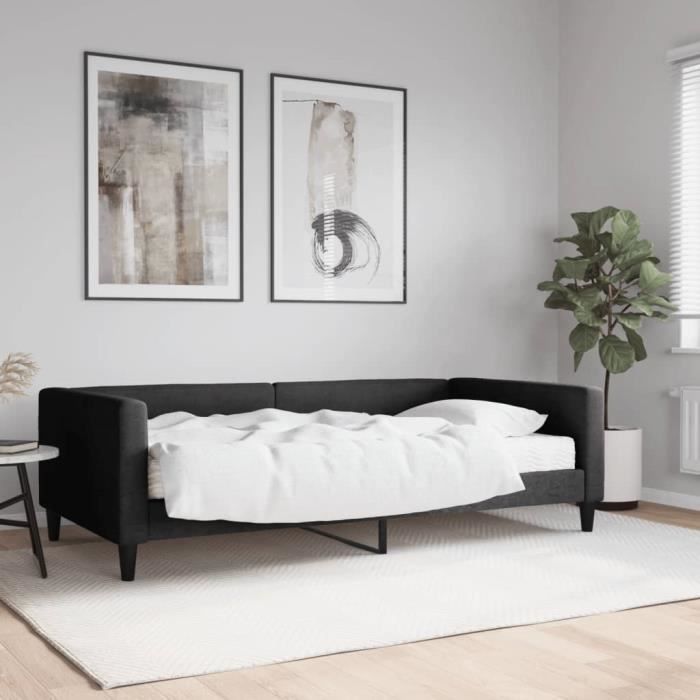 VidaXL Daybed with Mattress Black 100x200 Cm Fabric 3196567