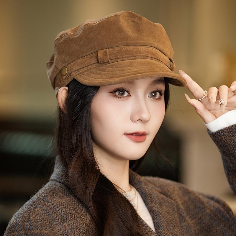 Versatile Retro British Style Beret Autumn and Winter Hat Women's Fashion Painter Hat High End Warm Newspaper Hat