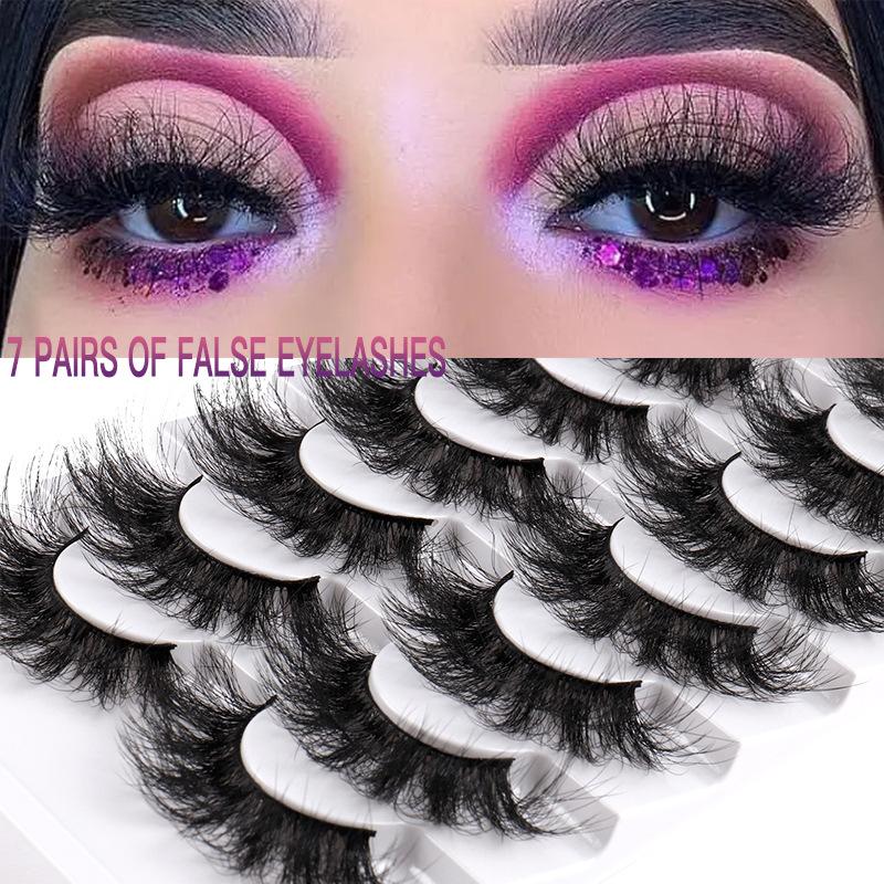 7 Pairs Of Fried Hair Imitation Mink False Eyelashes Messy Natural Thick Eyelashes