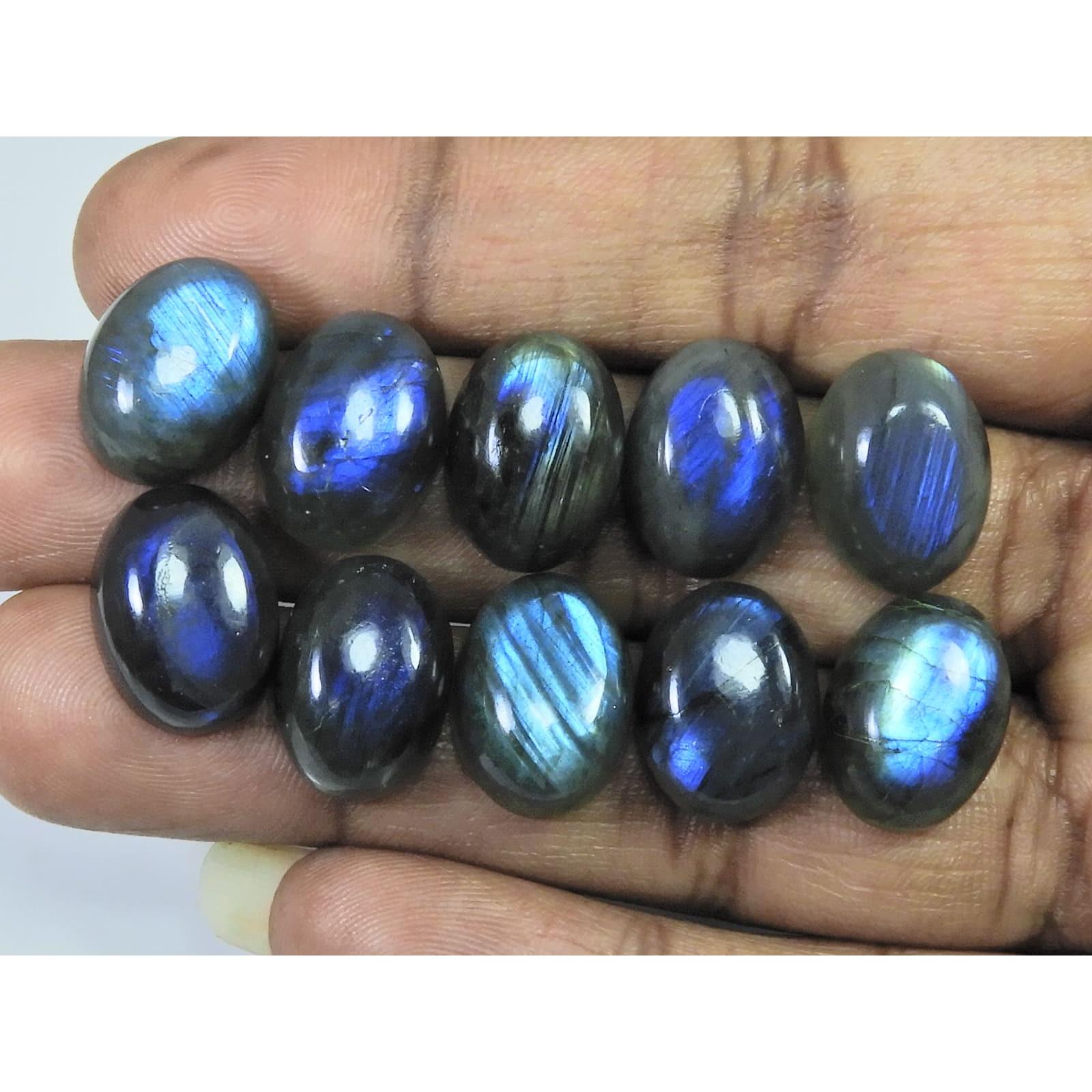 

12X16MM Natural Labradorite Blue Fire Oval Cabochon Loose Gemstone 10Pcs Lot C-1068