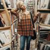 Vintage Plaid Shirt For Women With Polyester Blend Long Sleeve Casual Style