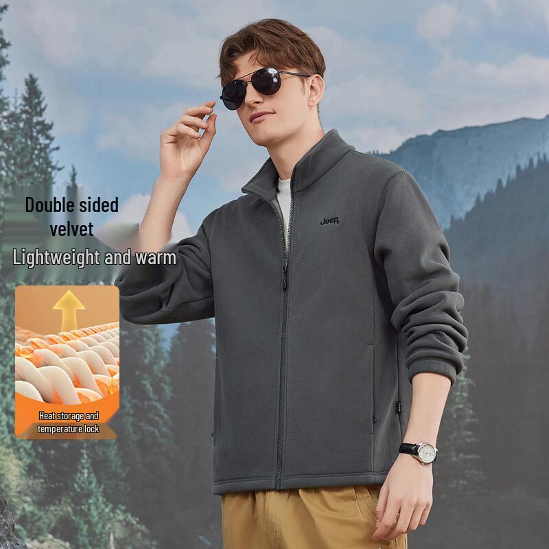 JEEP Men s Stand-Collar Thickened Fleece Jacket 3XL