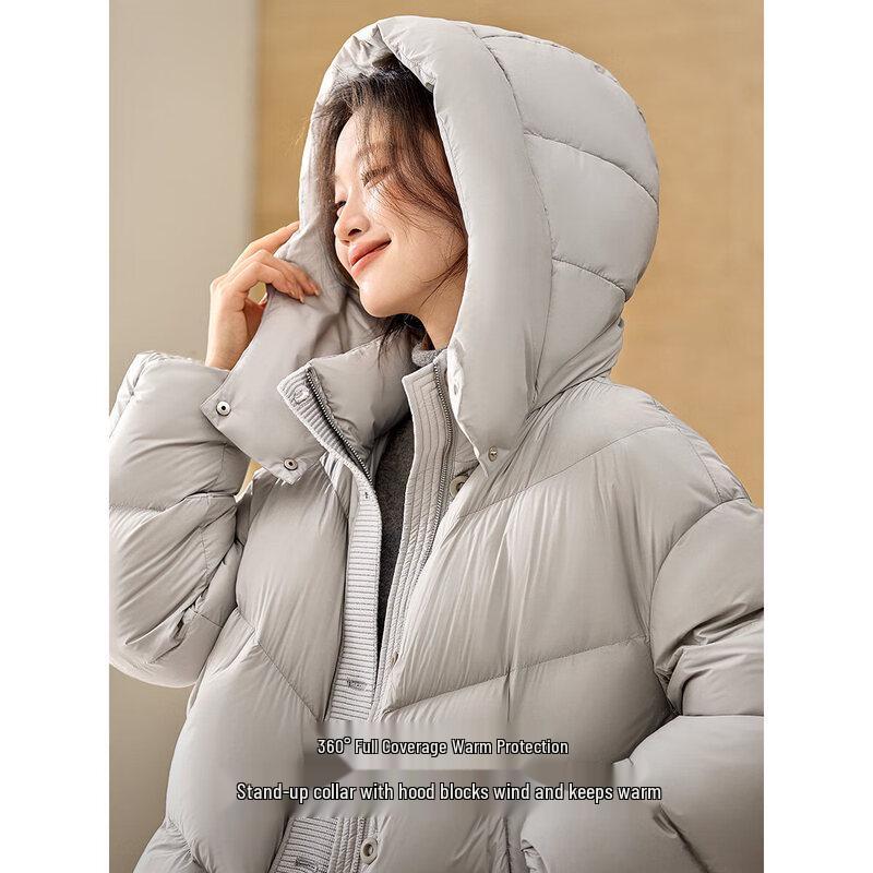 Mohan Yimei Women's 90% Duck Down Puffy Short Hooded Jacket