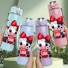 1PC Love Bow Cow Cartoon 750ml Color Plastic Sports Water Bottle Leakproof Flip Straw Lid Suitable for Sports Office Home Use