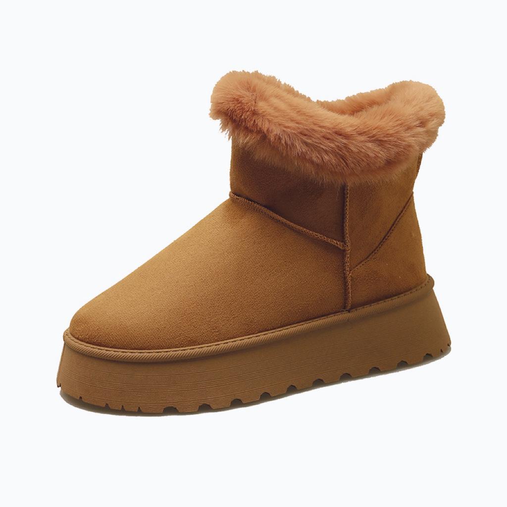 Thick-soled Snow Boots for Women's Autumn and Winter New Versatile Casual Velvet Thickened Medium Tube Outer Cotton Shoes
