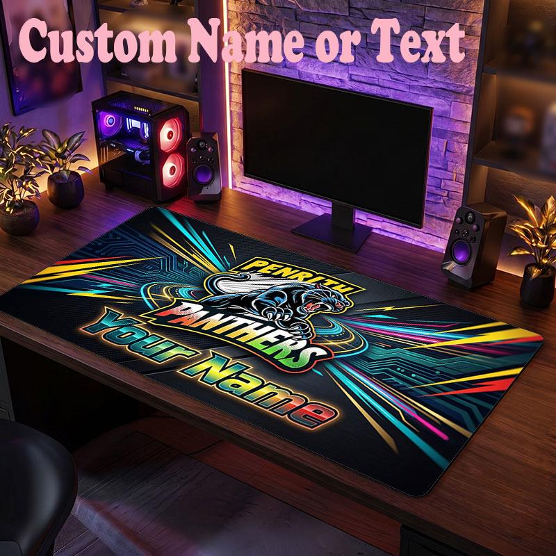 Penrith Panthers Customized Name Text Mouse Pad, Large Desk Mouse Mat Personalized Home Office Present