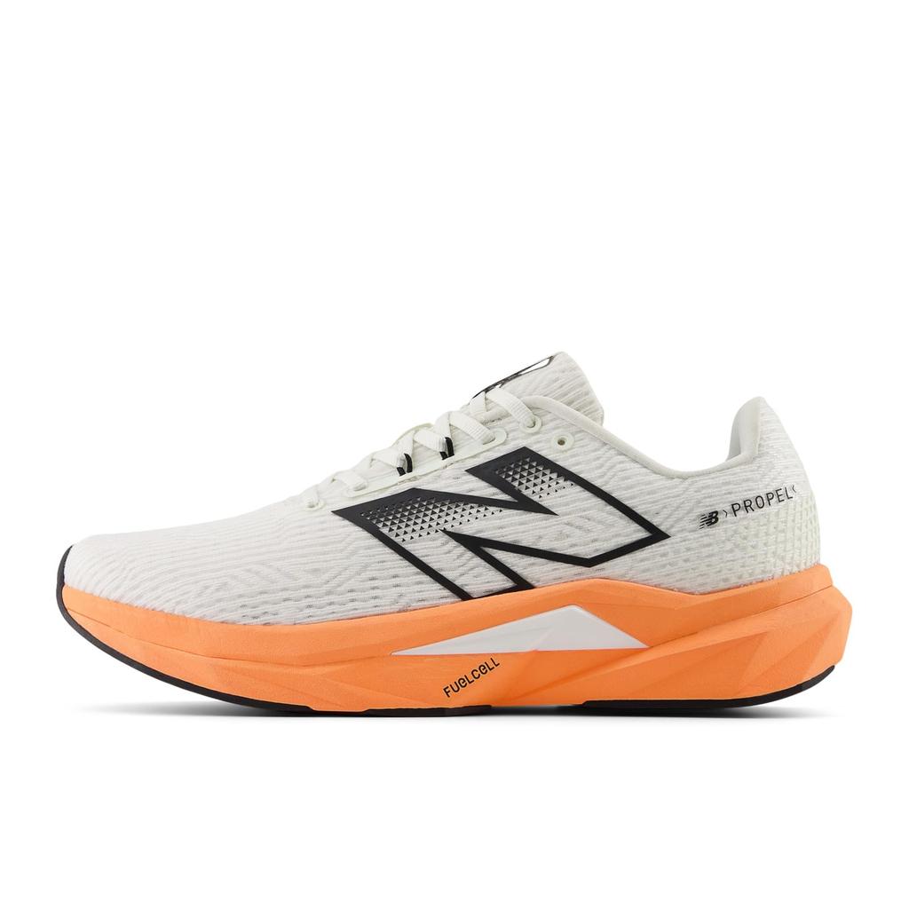 New Balance FuelCell Propel v5 Running Shoes Lightweight Cushioned Sneakers for Road Running and Training - White/Orange (CG5) (Size26.0 cm D)