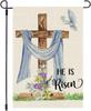 PANDICORN Easter He Is Risen Garden Ag 12x18 Inch Double Sided, Spring Cross Ower Farmhouse Decorations Burlap Small Ver EEZ