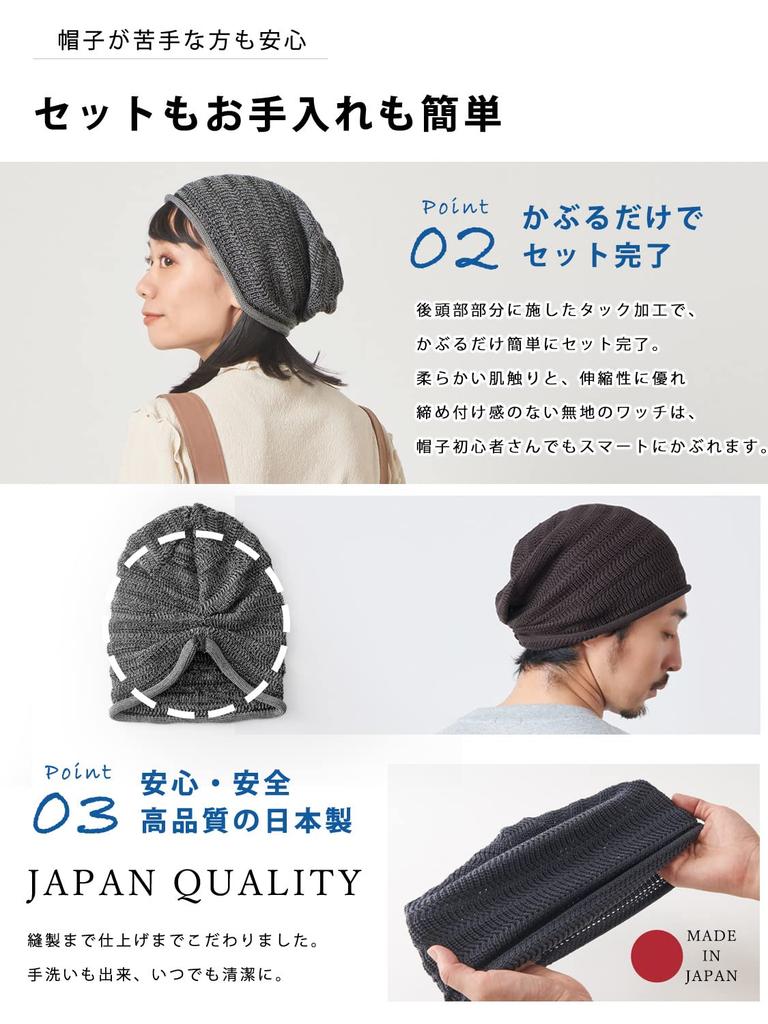 CHARM Made in Japan DryNova Antibacterial and Deodorizing Mesh Watch Summer Knit Hat [Casual Box] [Free Size/Mixed Black]