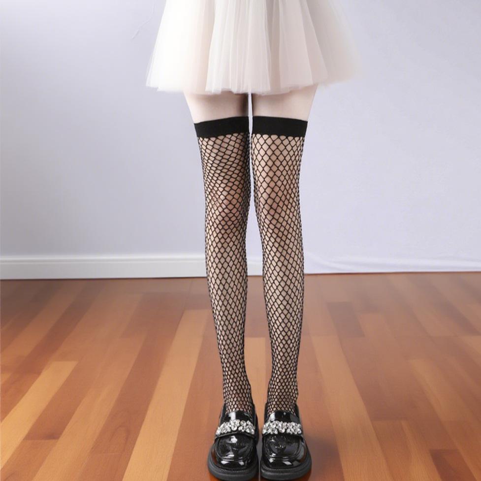 Japanese-Style White Silk Bow Knee-High Stockings