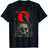 Gothic Raven On Skull Red Sun Graphic Tee Mens Casual Short Sleeve TShirt