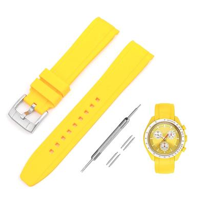 Jumpsunfun 20mm Watch Band for Omega X Swatch Speedmaster Yellow Silicone Strap for Omega and Swatch Speedmaster MoonSwatch MoonSwatch,