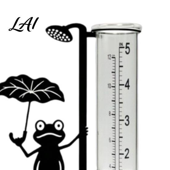 Accurate Rain Collector Garden Frog Gauge Metal Holding Umbrella Stake Weather Monitoring Gauge Decorative Measurement for Outdoor Yard Lawn