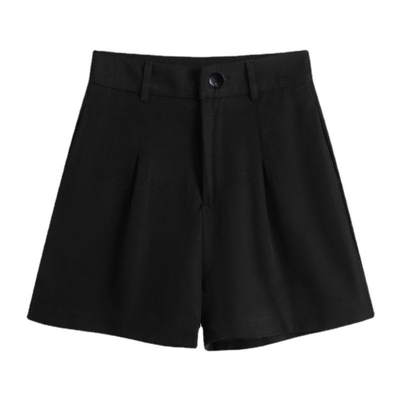 New Autumn High-Waist Slimming Pleated Wide-Leg Casual Suit Shorts for Women