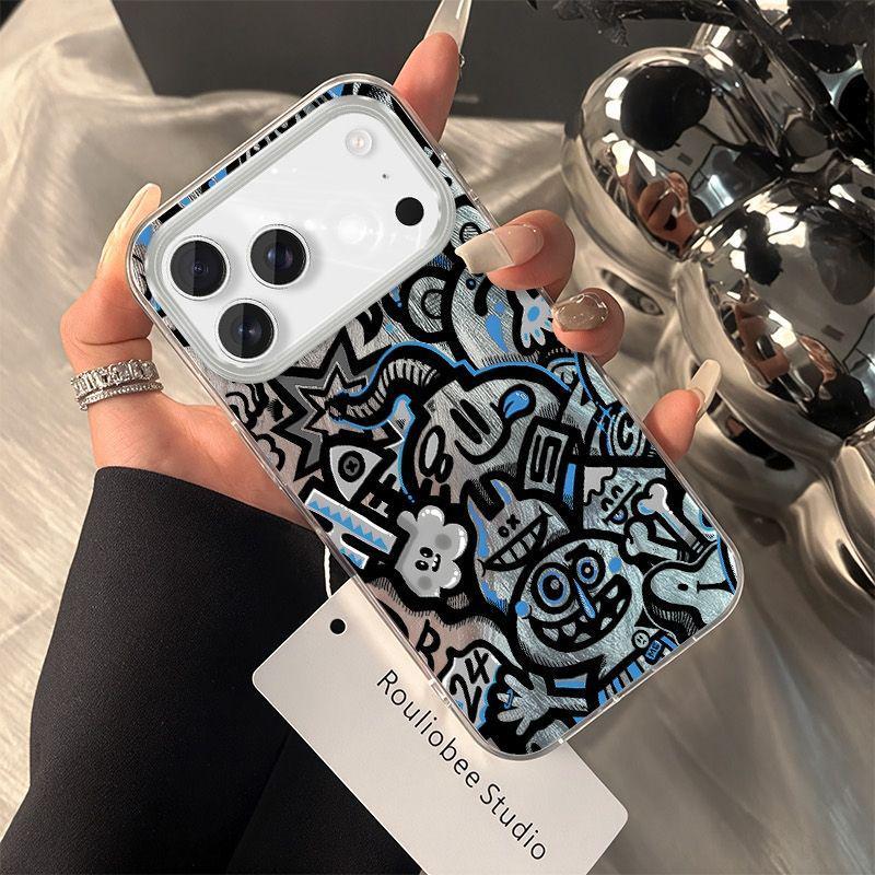 Graffiti Cartoon Hard Shell Case for Apple iPhone 13, 14, 15, 16Plus, 17Pro