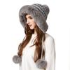 Knitted Hat Winter Big Hair Collar Thick Wool Hat Women's Three Hair Ball Warm Hat