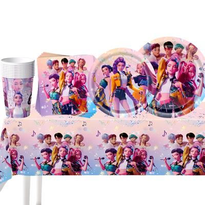New K-pop Demon Hunters Theme Birthday Party Decorations Set Tableware Cup Plate Paper for Girls Baby Shower Supplies