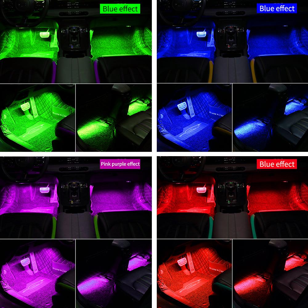 Led Car Foot Ambient Light Kit Neon Mood Lighting Backlight Music Control App RGB Auto Interior Atmosphere Decorative Light