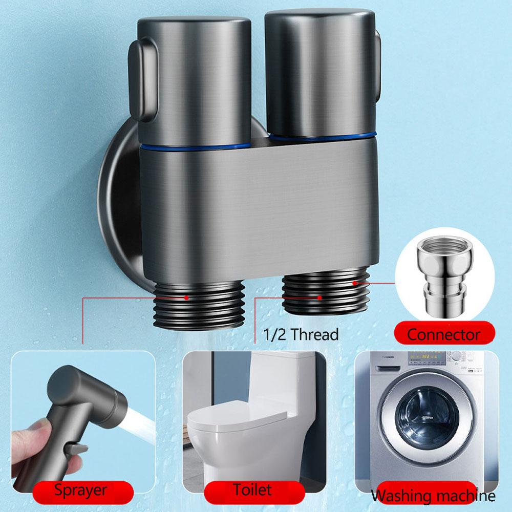 Handheld Bidet Sprayer Attachment For Toilet Double Outlet Valve Toliet Companion Kitchen Area Bathroom Faucet Home Use Cleaning