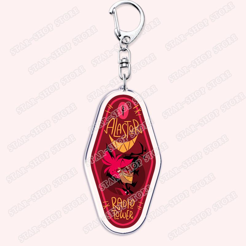 Heiß Populär Anime Cartoon Dämon Figur Schlüsselanhänger für Zubehör Tasche Angel Dust Schlüsselanhänger Ring Schlüsselring Schmuck Fans Freunde Geschenke