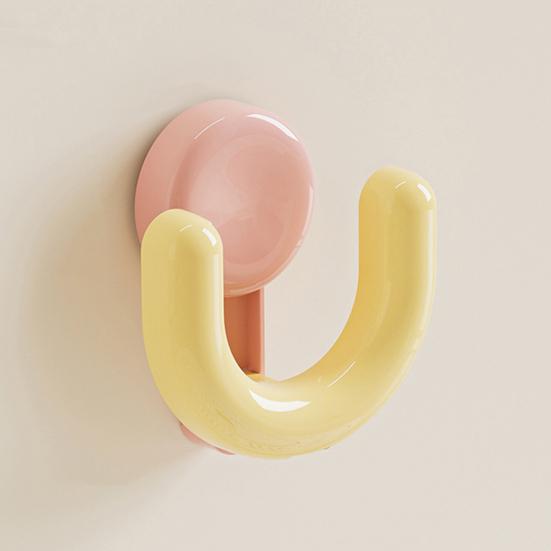 Pantoffelständer mit Saugnapf U-förmiges Design Pantoffelhalter 5 kg Tragfähigkeit Macaron-Farbe Haken für das Badezimmer