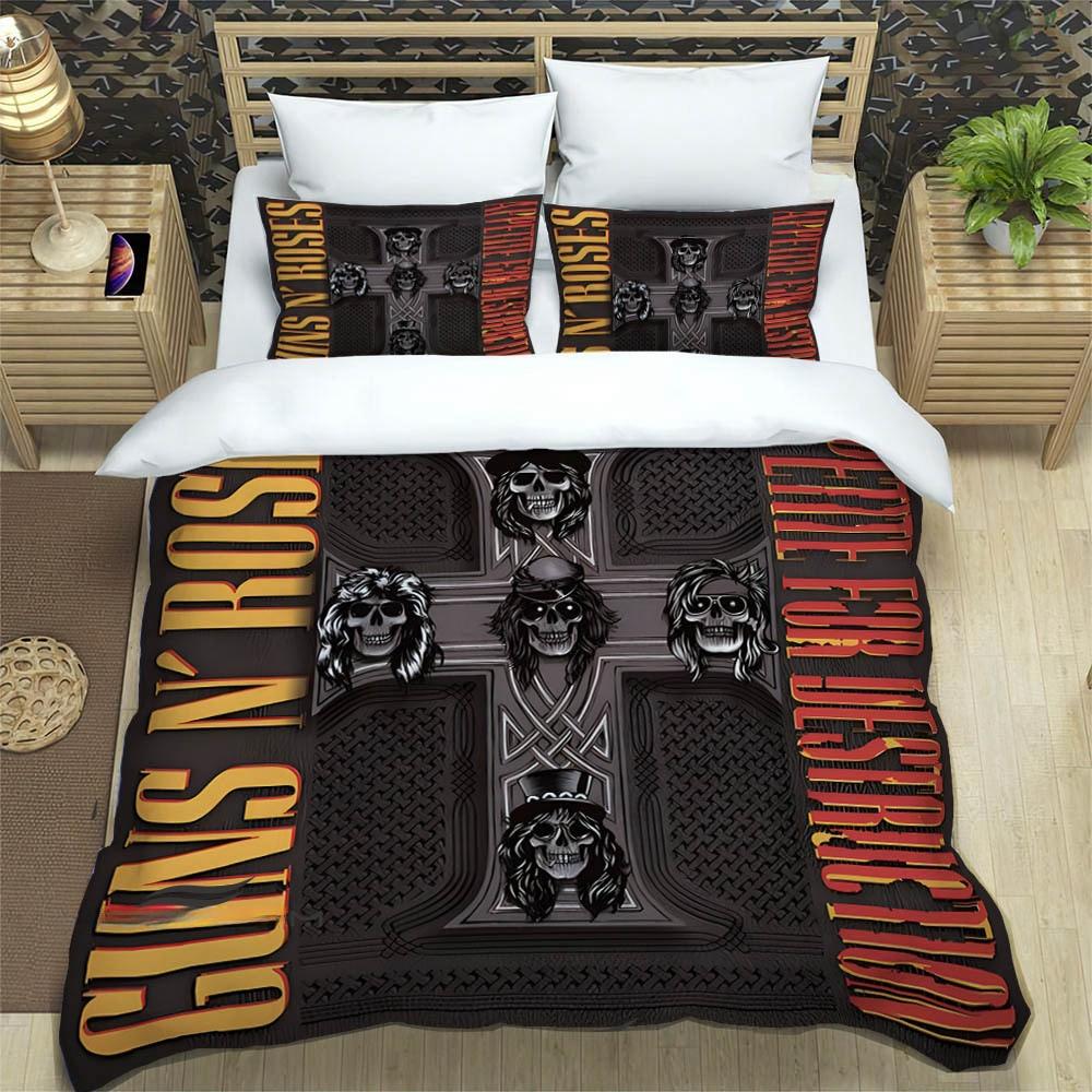 Rock Band Guns N Roses Luxury Bedding Set Duvet Cover Comforter Exquisite Bed Supplies Birthday Gift