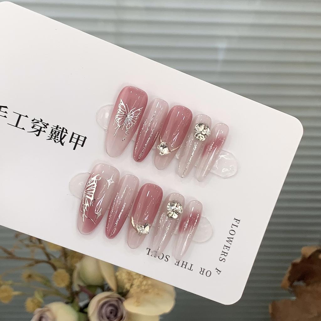 Pure Handmade Ice-transparent Gradient High-end Liquid Butterfly Wine Stained Plum Stickers