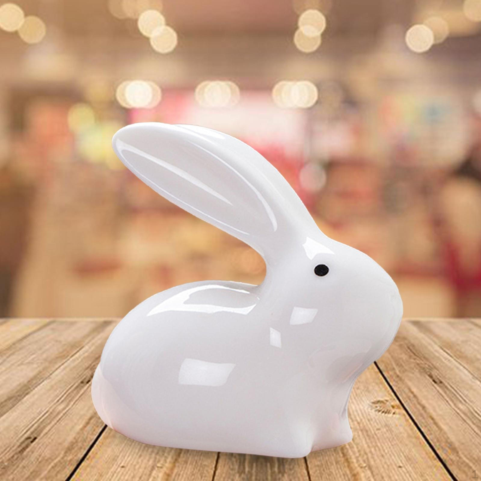 

Скульптура кролика, украшения для рабочего стола, керамическая фигурка пасхального кролика, украшение для дома белый