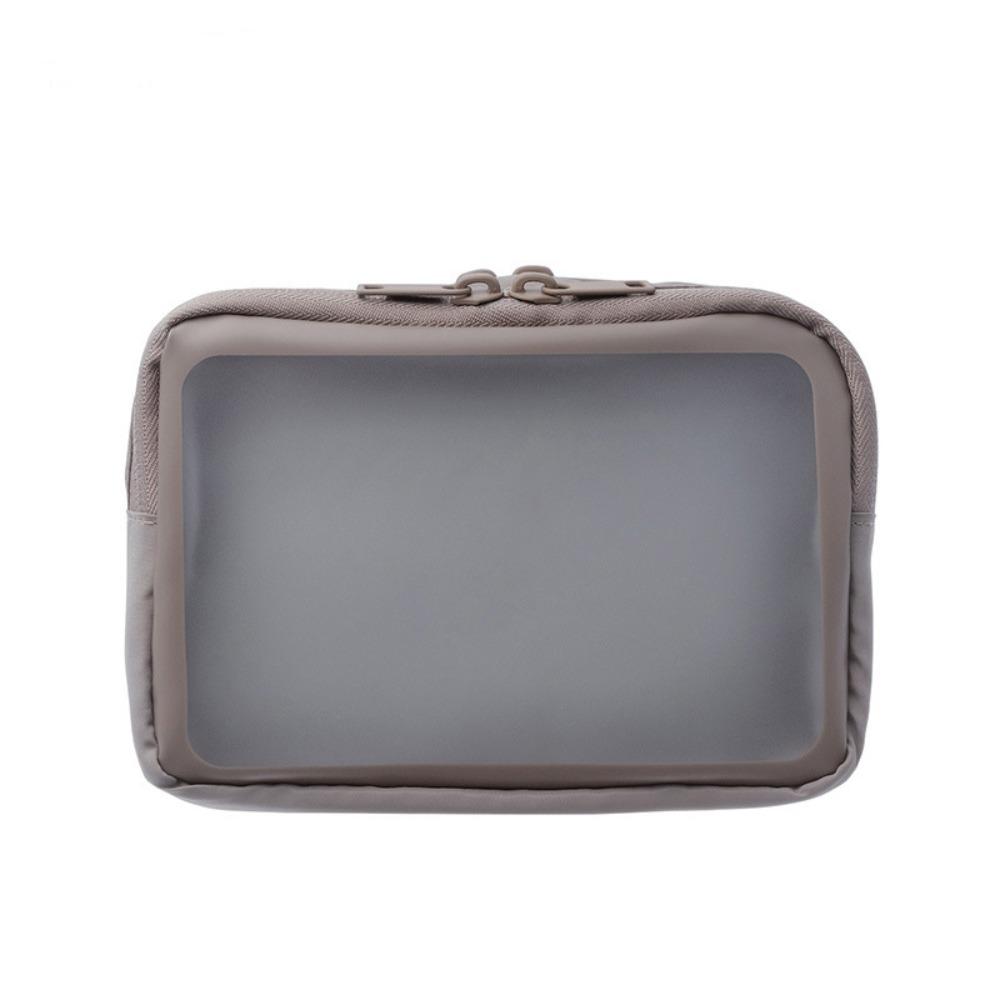 

Transparent Charger Cable Organizer Transparent Makeup Bag Camera Accessories Storage 15x11cm бежевий