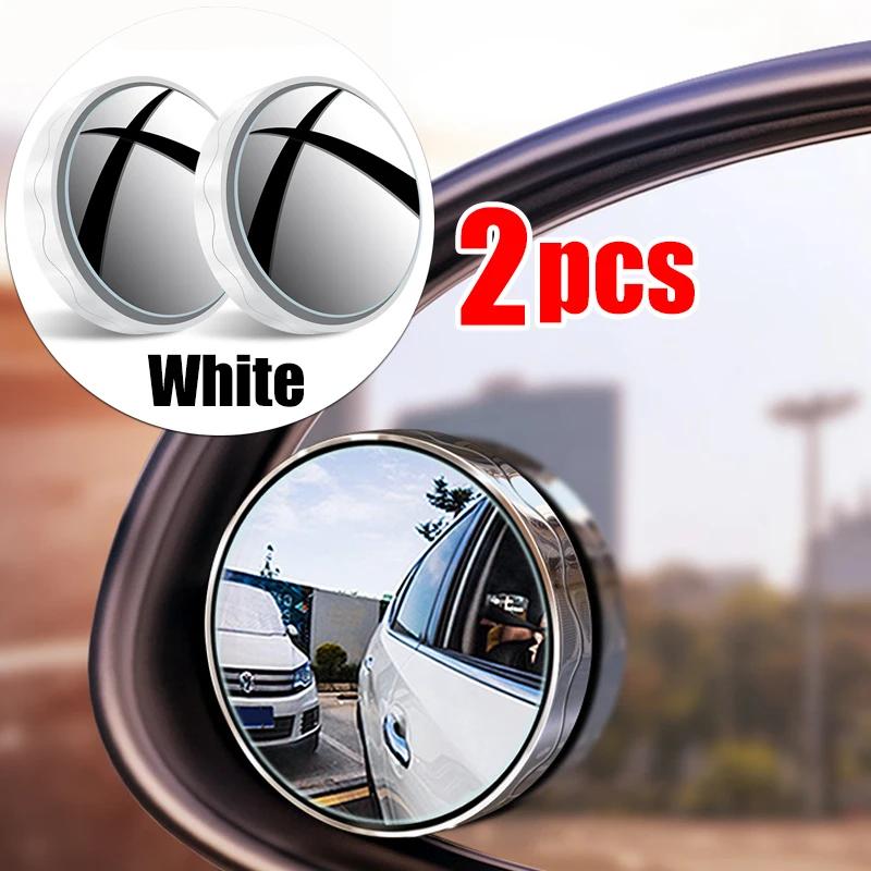 2pcs Car Suction Cup Mount Auxiliary Rearview Mirror 360 Degree Rotating Wide-angle Round Frame Blind Spot Mirror