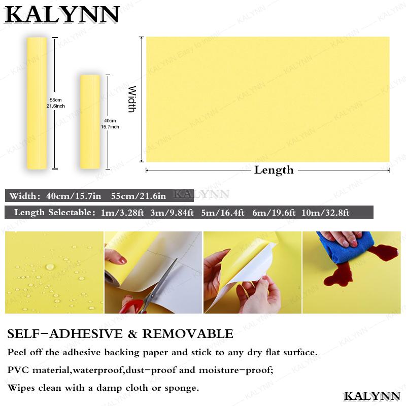 Width Peel and Stick Wallpaper Solid Color Contact Paper Self-Adhesive Sticker Wall Furniture Covering Vinyl Rolls 1-10m